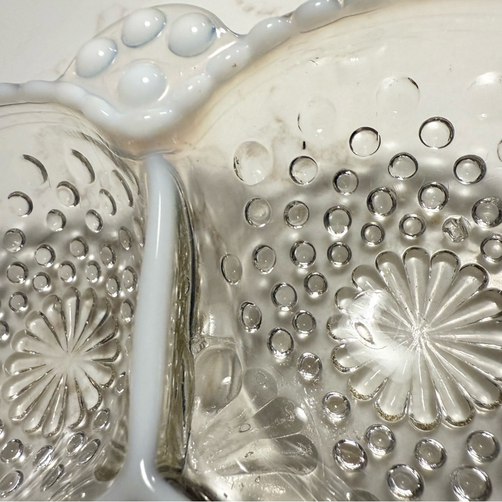 WOW! 5 for $25!! Fenton Hobnail Glass Relish Dish: Moonstone Opalescent - Picture 10 of 10
